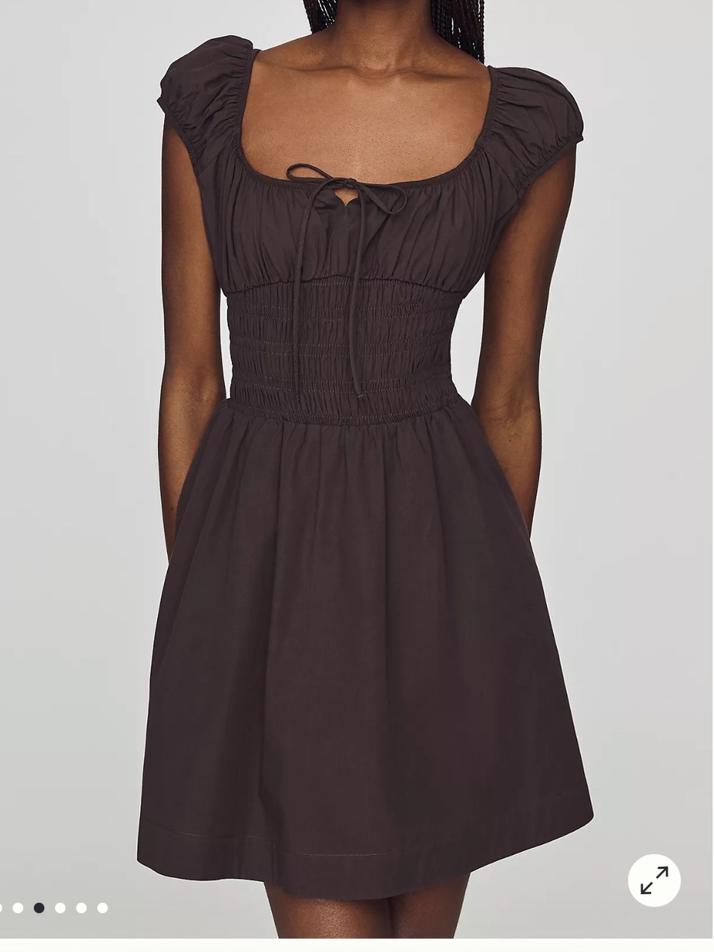 Anthropologie - Cotton Smocked Mini Dress in Brown